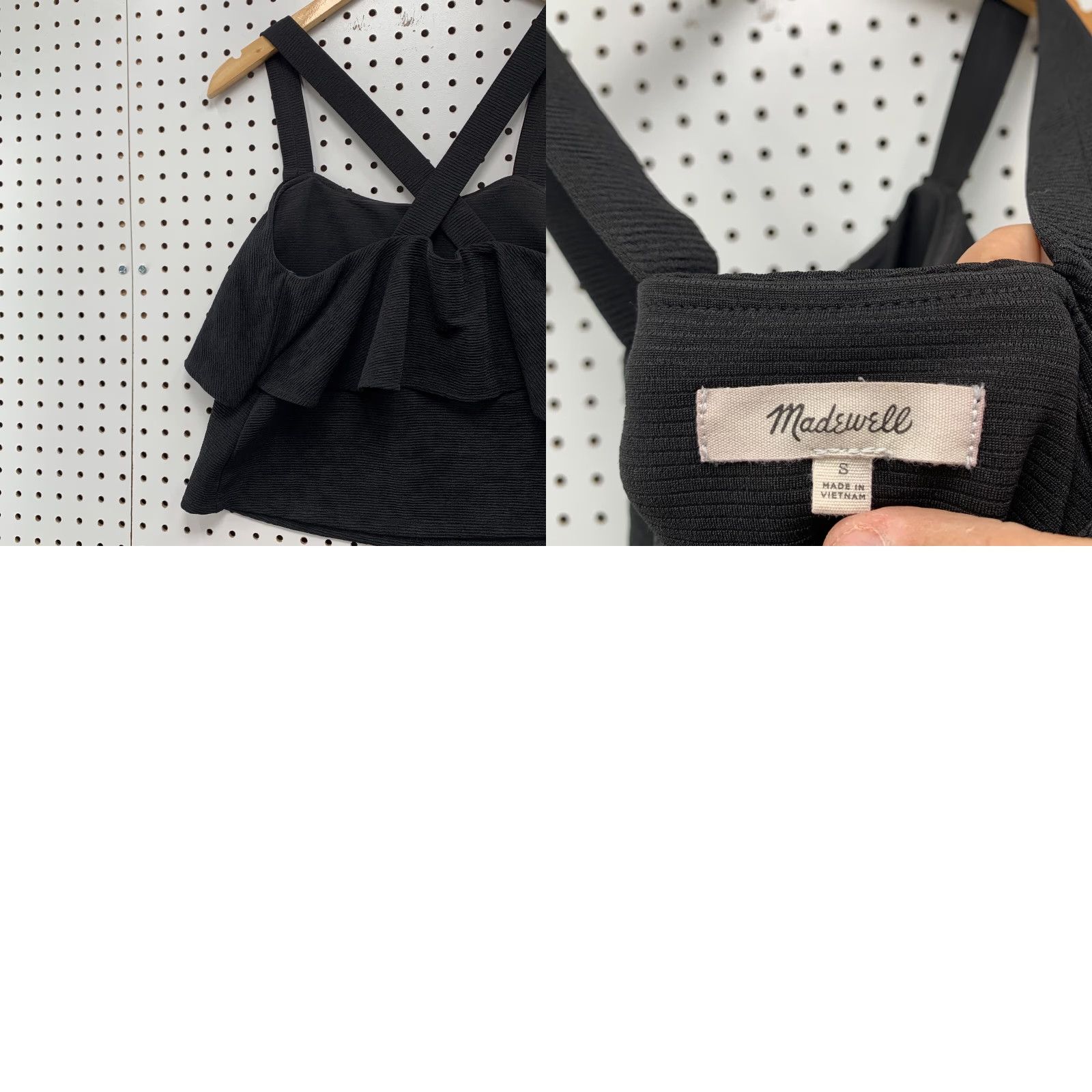 Madewell Madewell Tank Top Womens Small Black Tiered Ruffle Textured Ribbed 18X13 Size S / US 4 / IT 40 - 9 Thumbnail