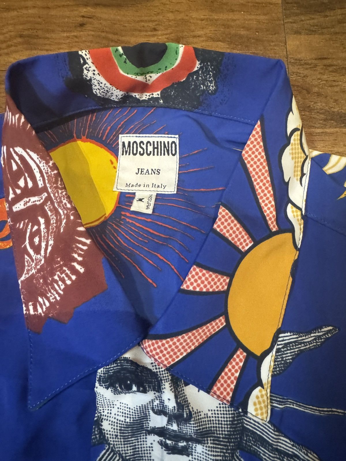 Moschino 1990’s Vintage Moschino Smiley Rave Face and Sun Pattern Short Sleeves Size US M / EU 48-50 / 2 - 3 Thumbnail