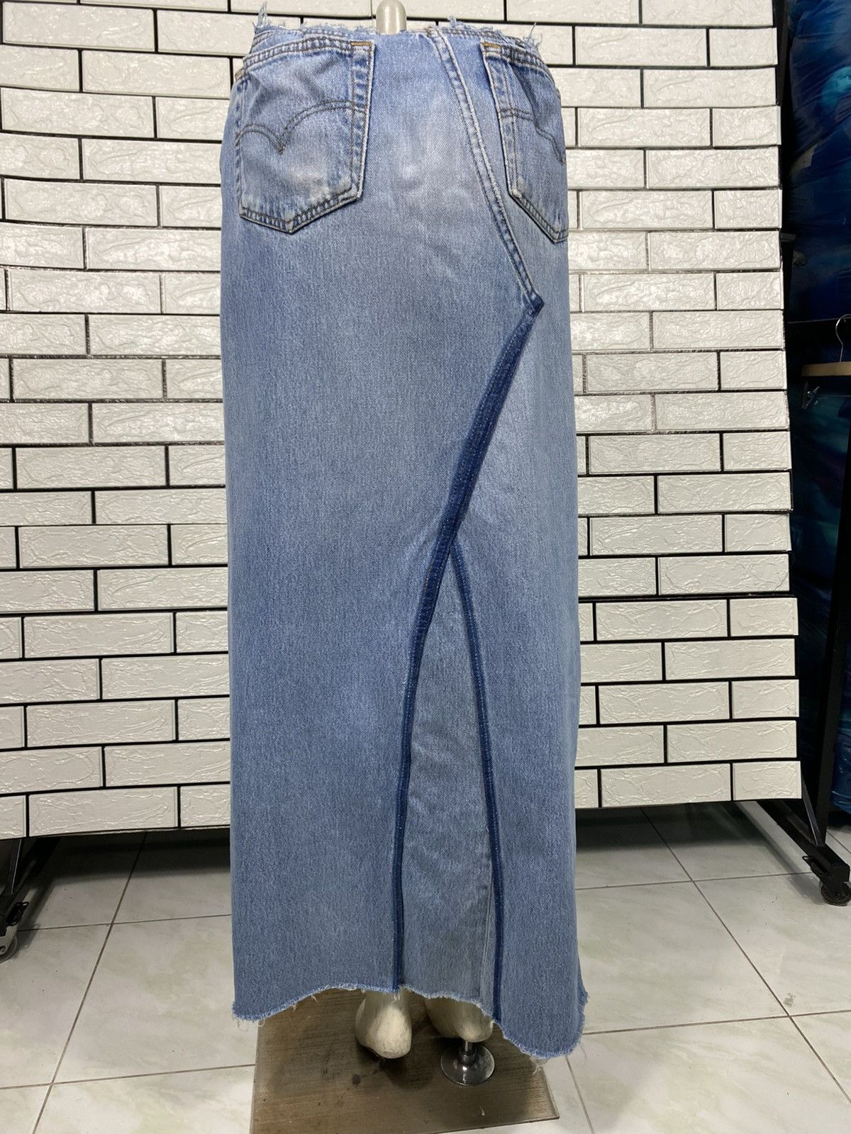 Needles 🔥DISTRESSED DESIGN DENIM LONG SKIRT REBUILD BY NEEDLES Size 28" / US 6 / IT 42 - 9 Thumbnail