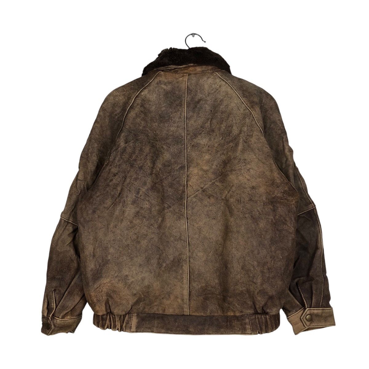 Japanese Brand 📌Vintage Bomber Leather Jacket Mink Fur Shearling Collar Size US M / EU 48-50 / 2 - 9 Thumbnail