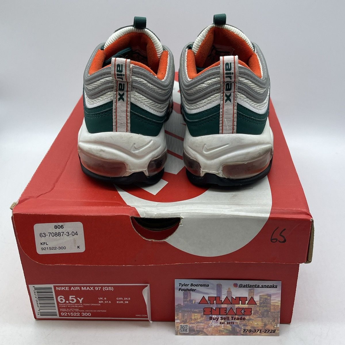 Nike Air max 97 Miami dophins Size US 6.5 / EU 39-40 - 3 Thumbnail