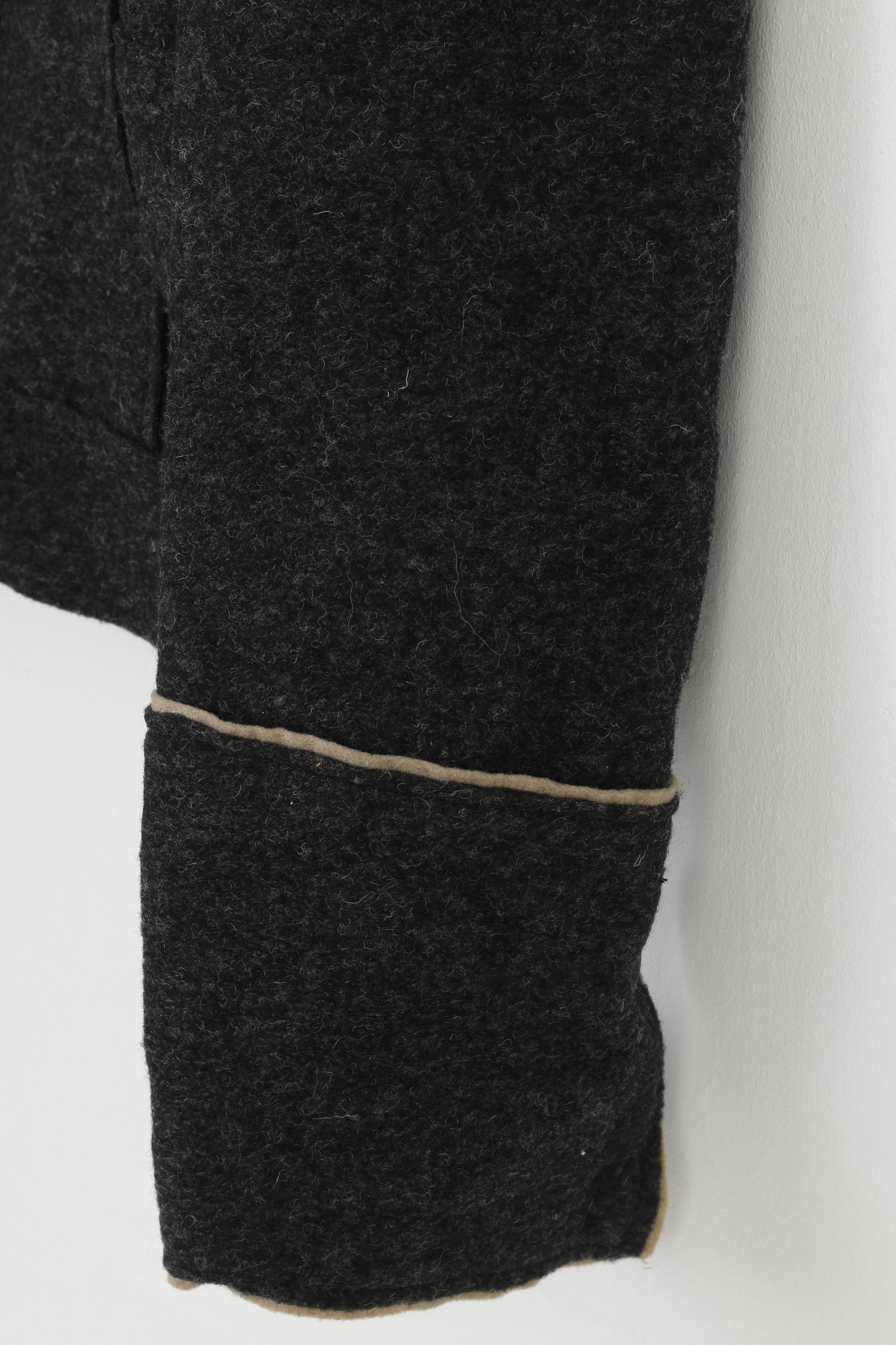 Vintage Summum Woman 40 M Jacket Charcoal Bottoms Collar Wool 0069 Size S / US 4 / IT 40 - 4 Thumbnail