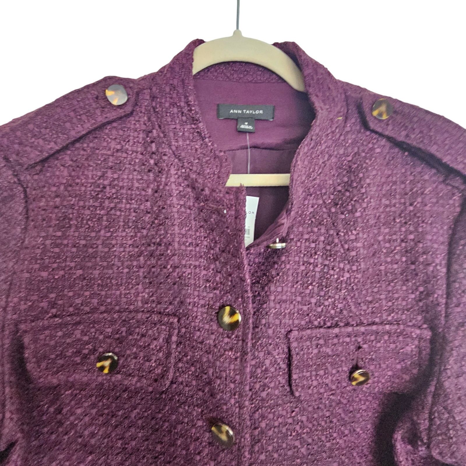 Ann Taylor NEW Ann Taylor Blazer Purple Button Front Jacket Women 16 Size XXL / US 16-18 / IT 52-54 - 2 Thumbnail