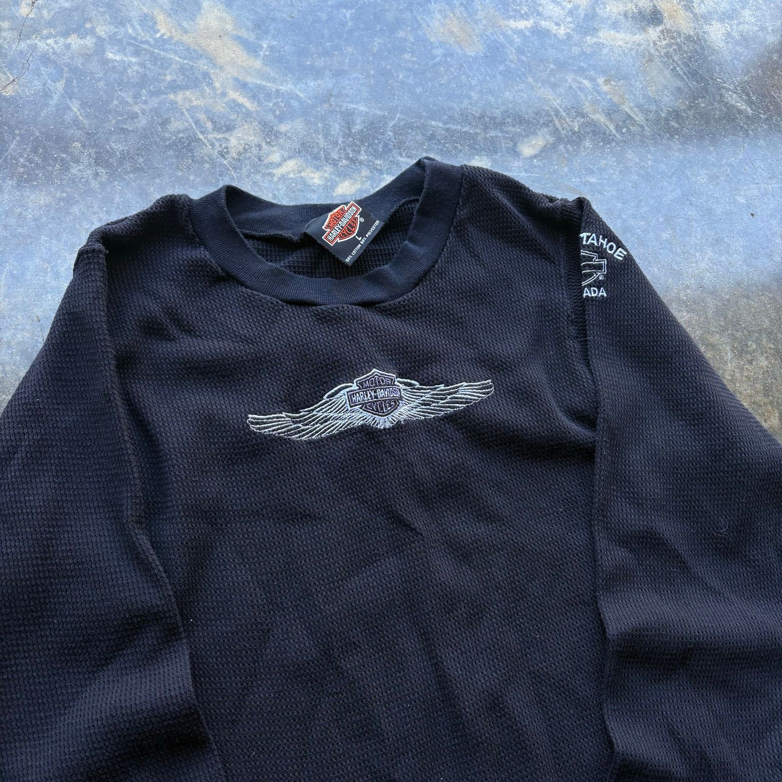 Harley Davidson Vintage 90s Harley Davidson Waffle Thermal Shirt Size US L / EU 52-54 / 3 - 2 Thumbnail