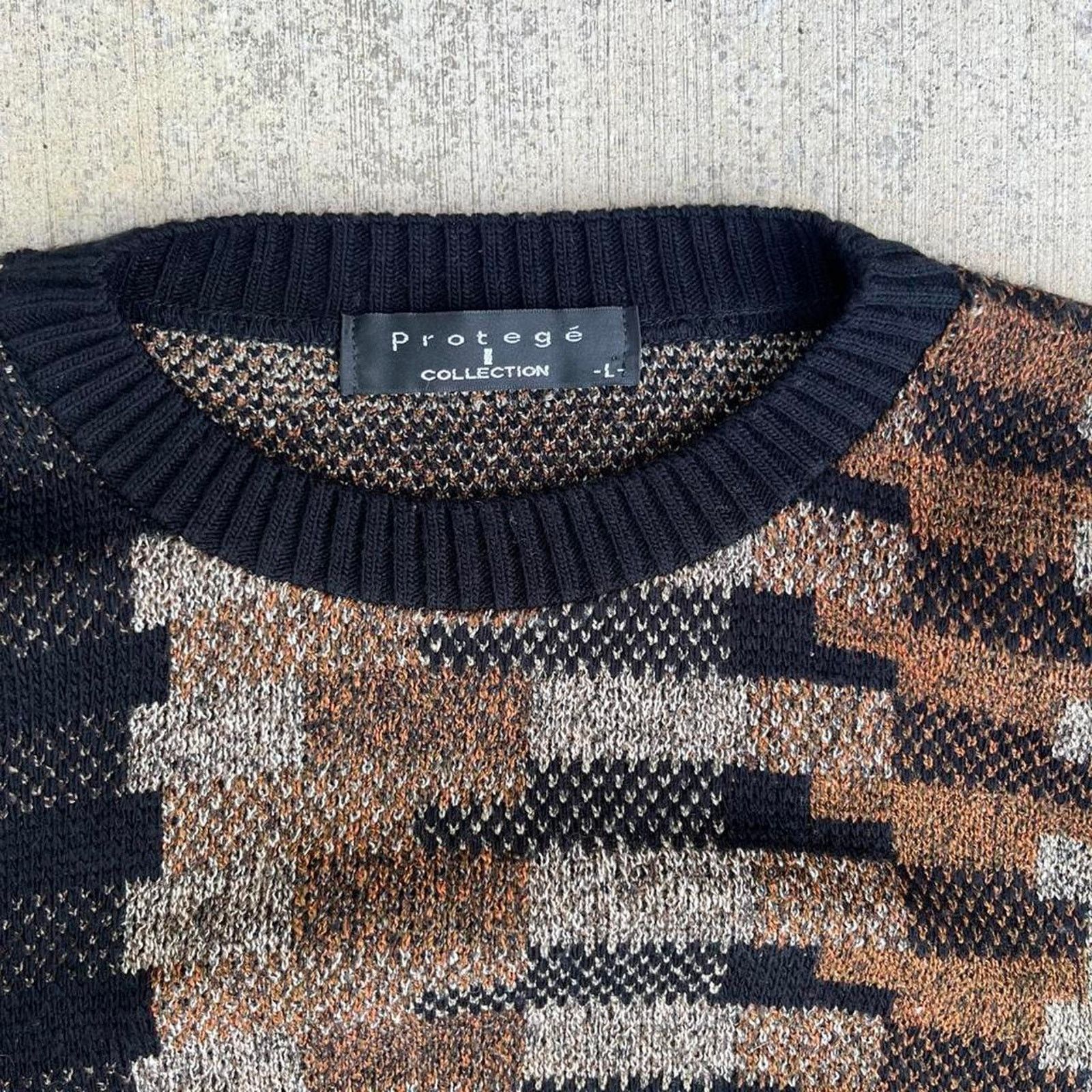 Protege Tiger Stripped Geometric Cosby Sweater Patchwork Design Size US L / EU 52-54 / 3 - 3 Thumbnail