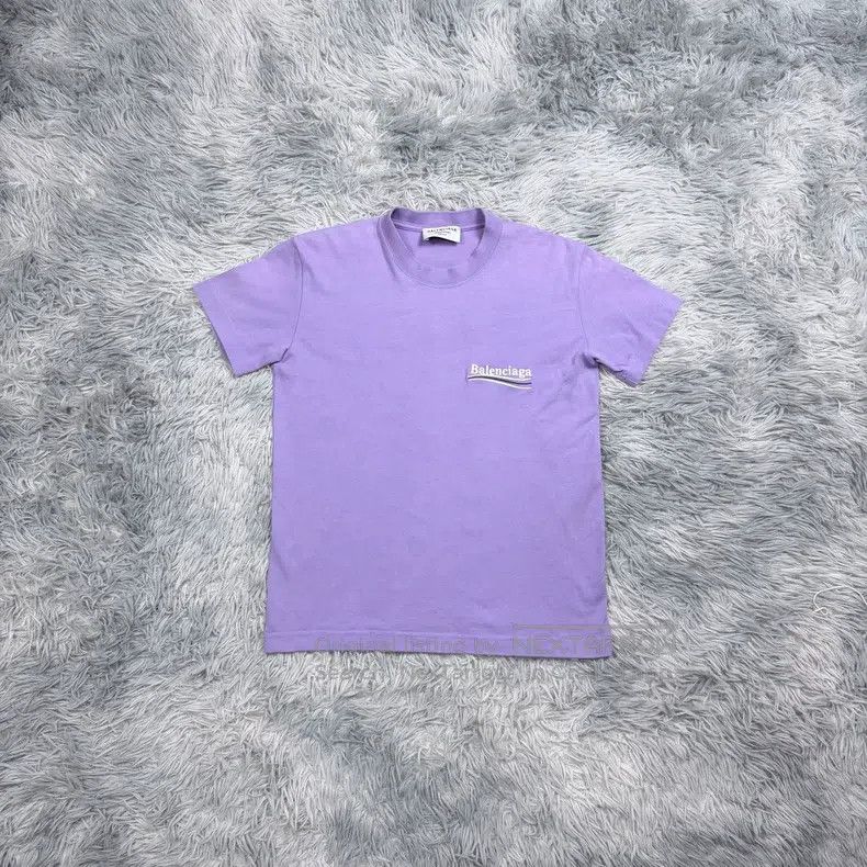 Balenciaga Balenciaga Eggplant Purple Embroidered Wave Cola Short Sle Size US M / EU 48-50 / 2 - 1 Thumbnail