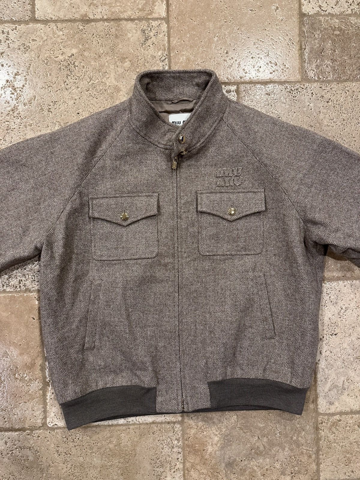 Miu Miu Miu Miu Brown / Biege Chevron Cord Logo Blouson Zip Jacket Size M / US 6-8 / IT 42-44 - 7 Thumbnail