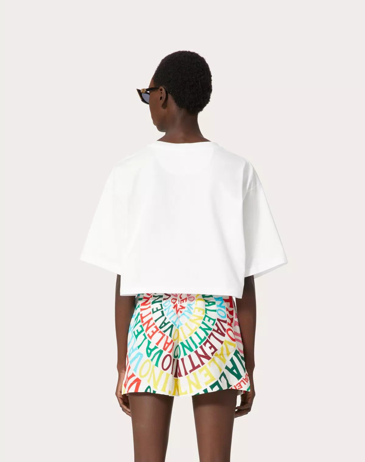 Valentino o1s1wg110625 Loop Jersey T-Shirt in White Size L / US 10 / IT 46 - 5 Thumbnail