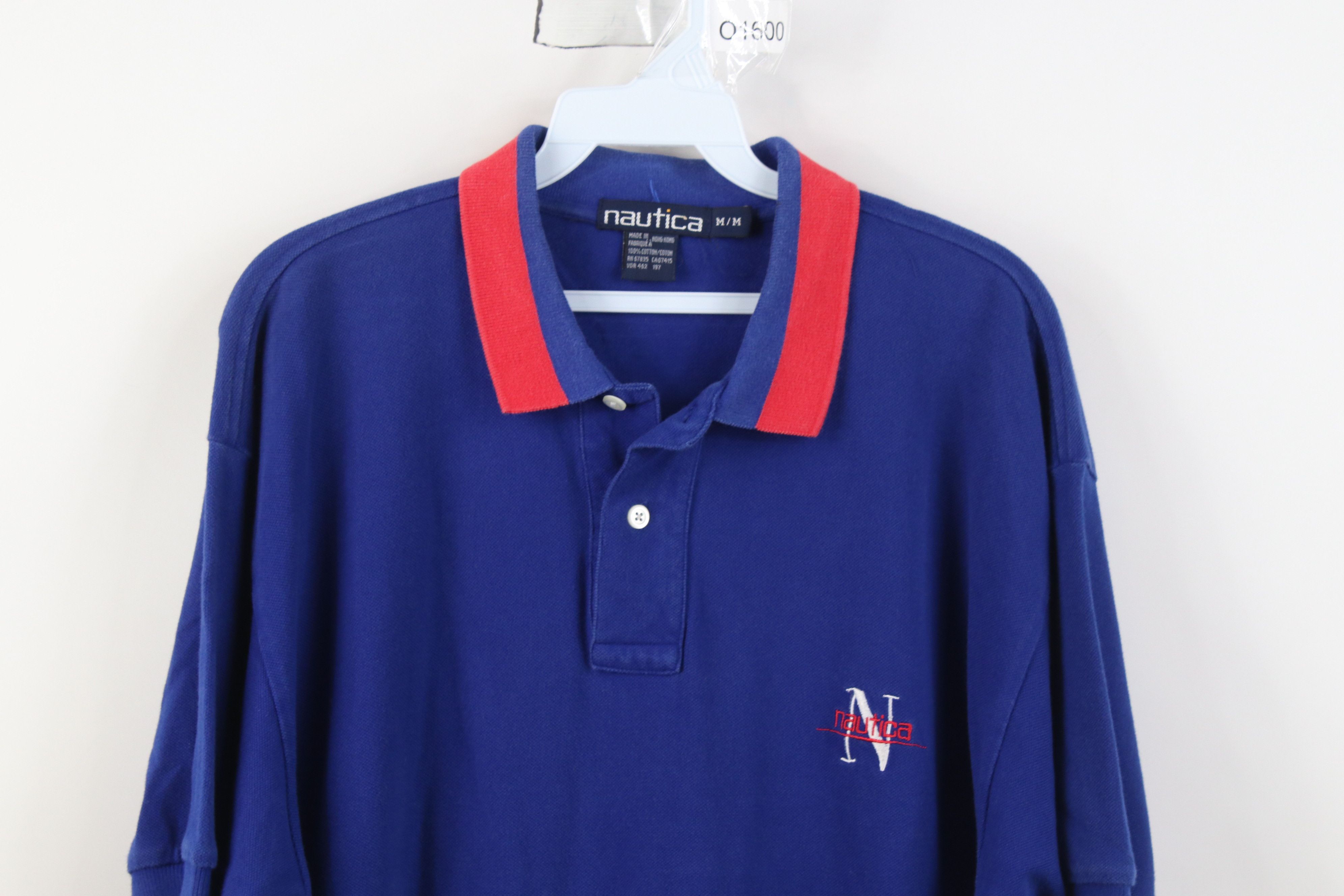 Nautica Vintage 90s Nautica Spell Out Collared Golf Polo Shirt Blue Size US M / EU 48-50 / 2 - 2 Thumbnail
