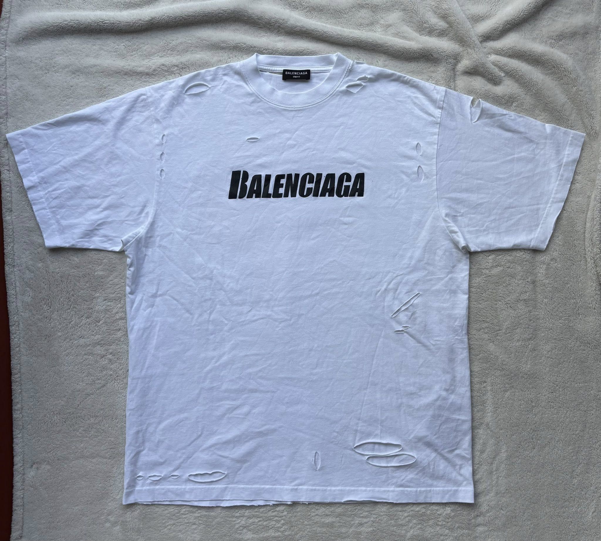 Balenciaga Balenciaga White & Black Bold Caps Logo Tees Size US XXL / EU 58 / 5 - 1 Thumbnail