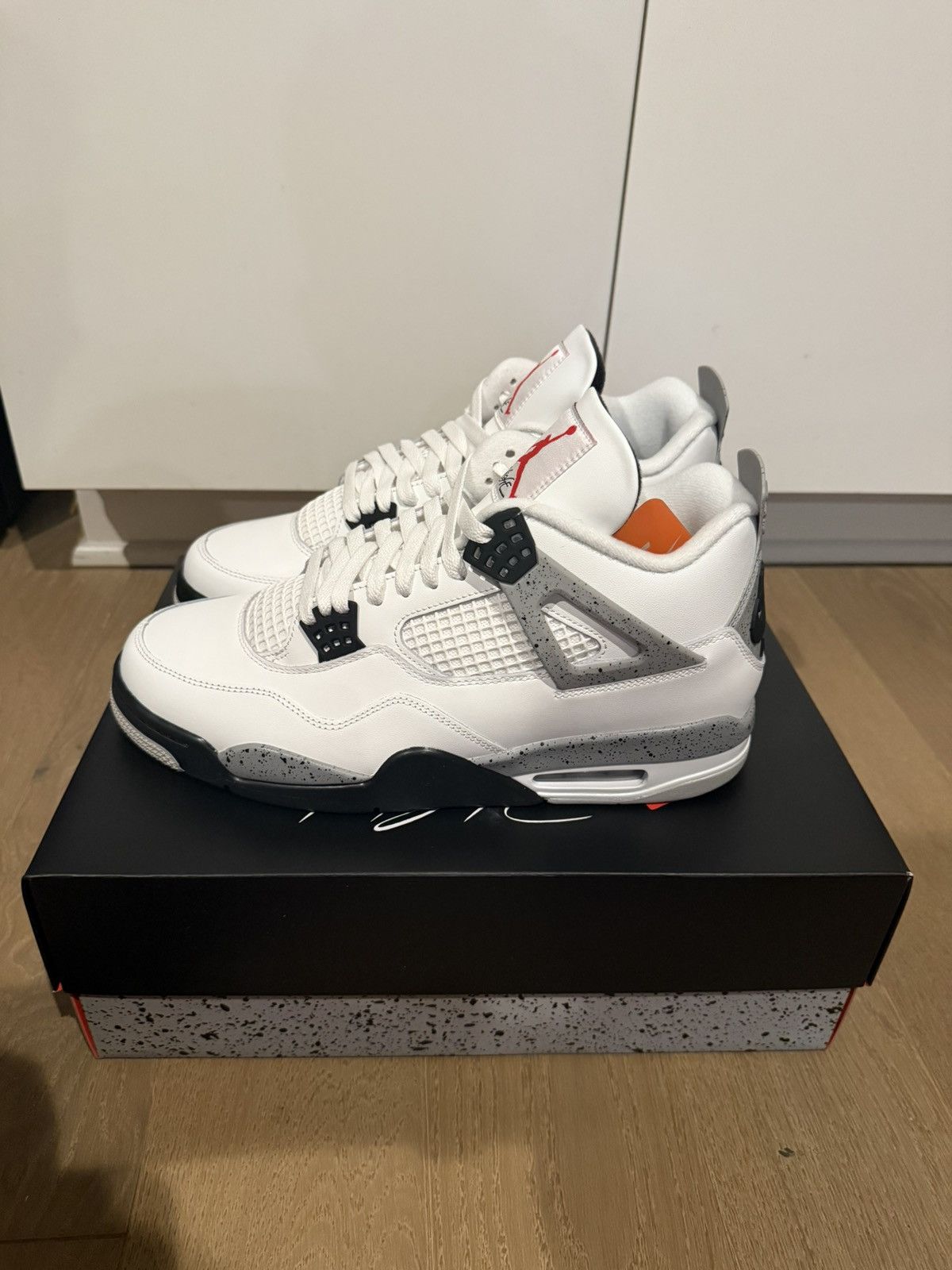 Jordan retro 4 cement new size 12 Amazon.com | Jordan Air 4 Retro White Cement Red Black Men main image 3