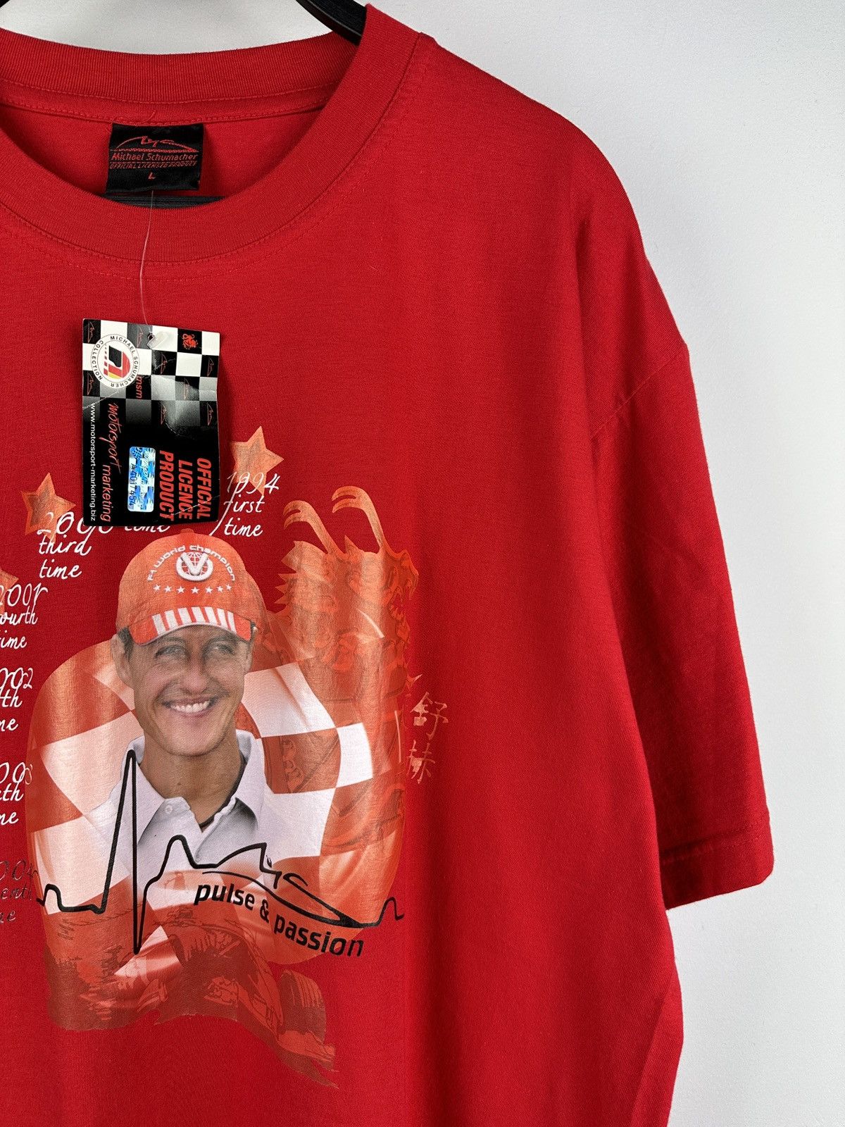 Ferrari × Vintage NEW! Michael Schumacher Pulse Passion F1 Time Champion Tee Size US L / EU 52-54 / 3 - 3 Thumbnail