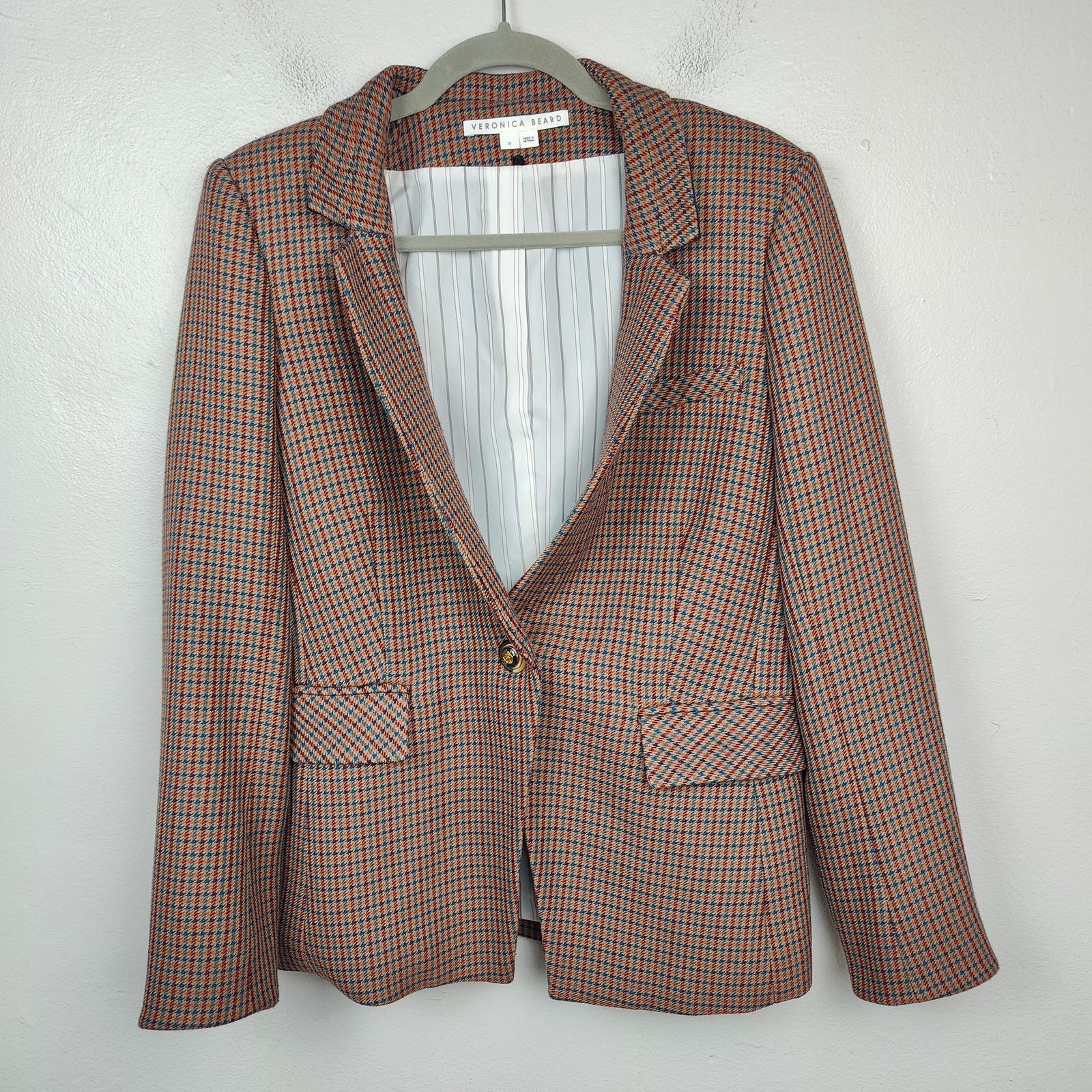 Veronica Beard Veronica Beard Dickey Jacket Womens 8 Upcollar Plaid Brown Size M / US 6-8 / IT 42-44 - 1 Thumbnail