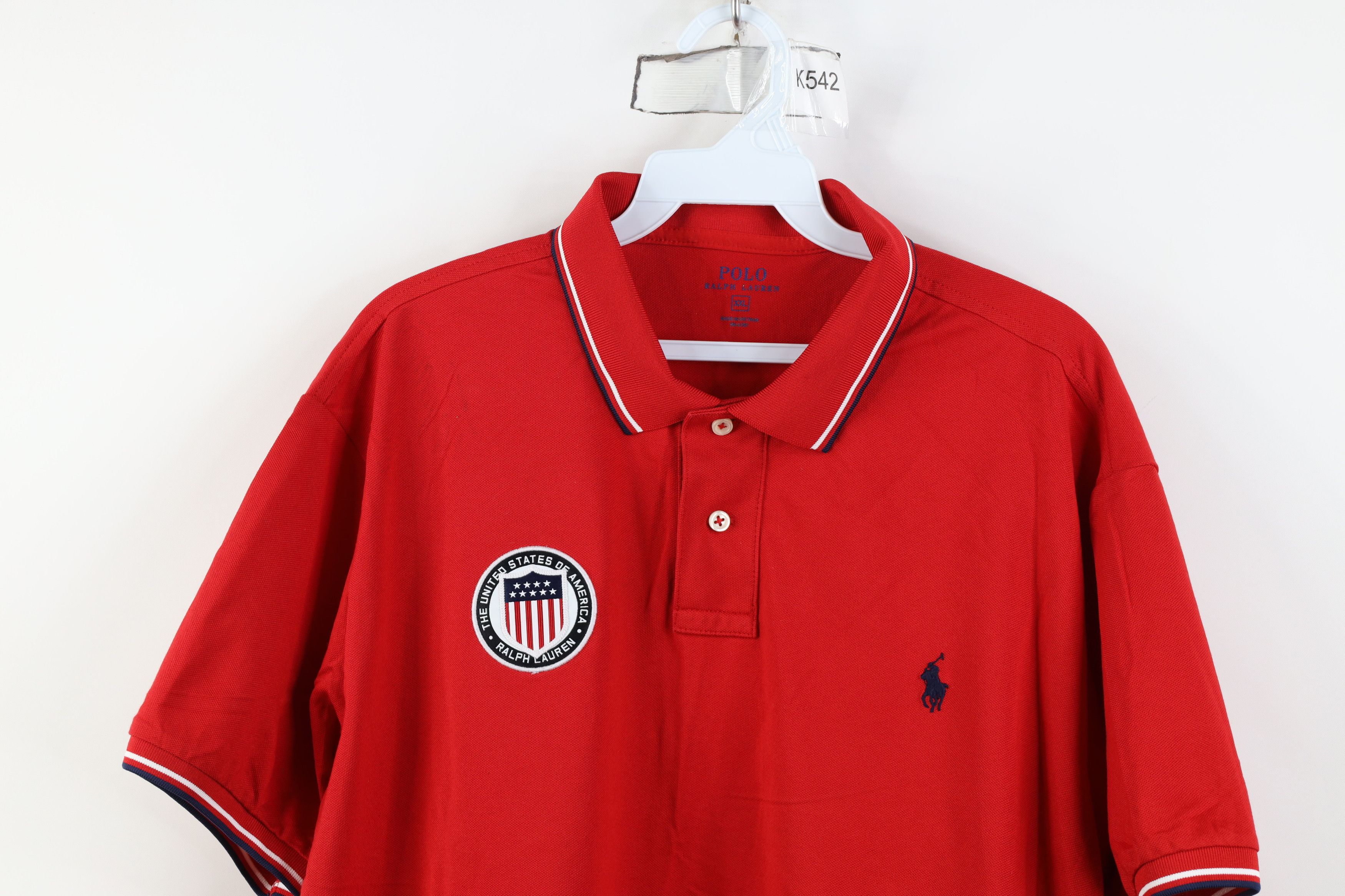 Ralph Lauren Ralph Lauren Knit USA Olympics Collared Golf Polo Shirt Red Size US XXL / EU 58 / 5 - 2 Thumbnail