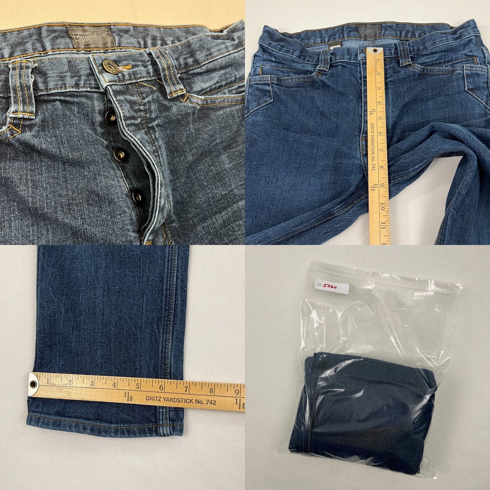 Vintage TAD Intercept Jeans Mens 31 x 31 Blue Dark Wash Denim Button Zip Belt Loops 5-Pocket Regular Rise Straight Pants Jeans Size US 31 - 8 Thumbnail