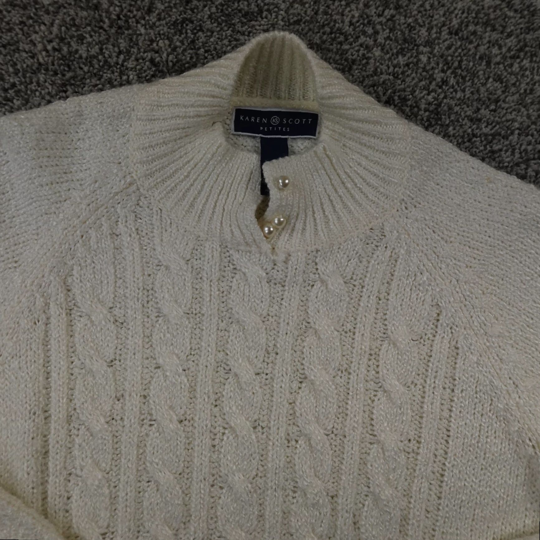Vintage Fisherman Sweater Womens PM White Irish Aran Cable Knit Pullover Sweatshirt Size M / US 6-8 / IT 42-44 - 4 Thumbnail