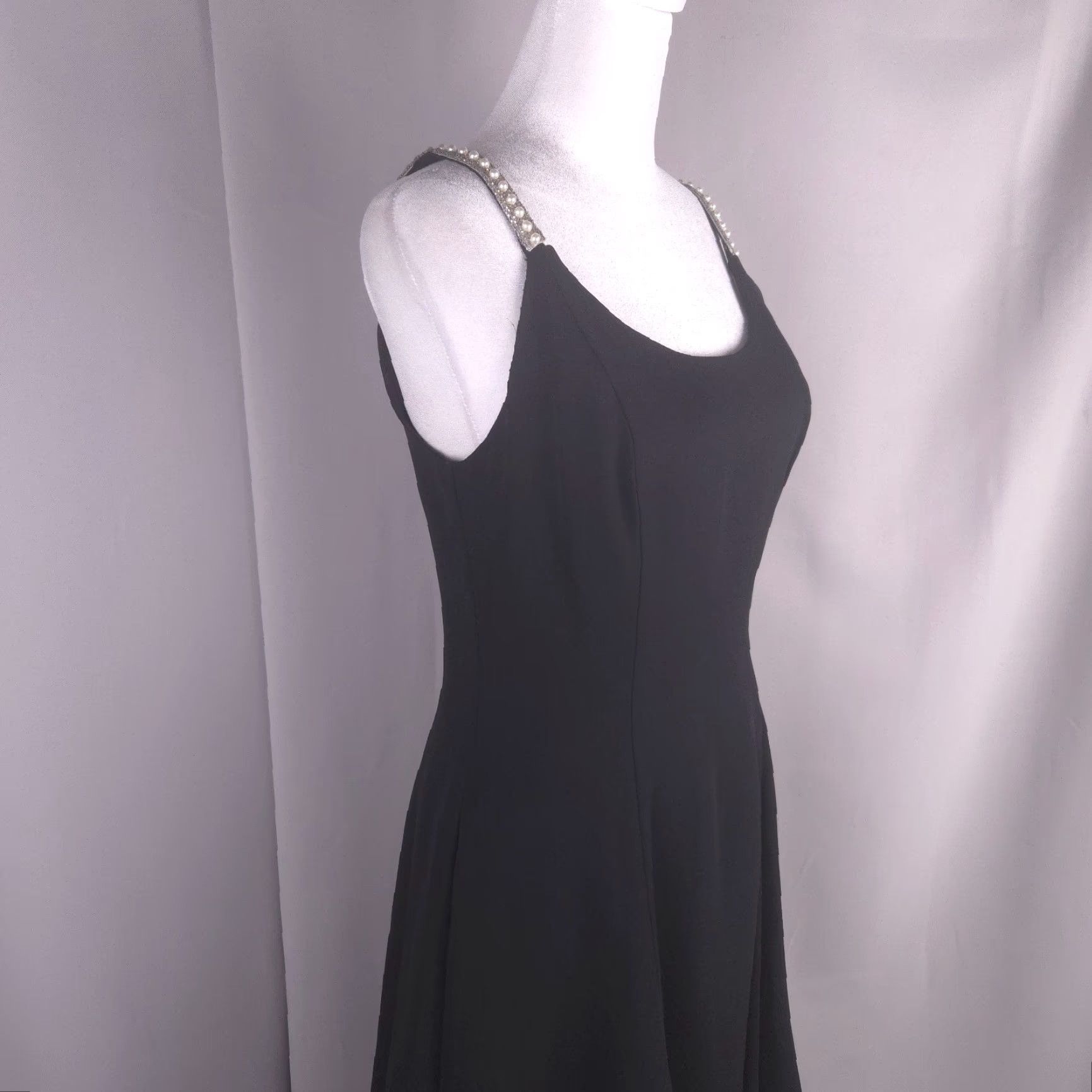 Vintage Yes Alex Evenings Dress Petite XS S Black Pearl Strap Mini Y2K  Fairycore Vtg