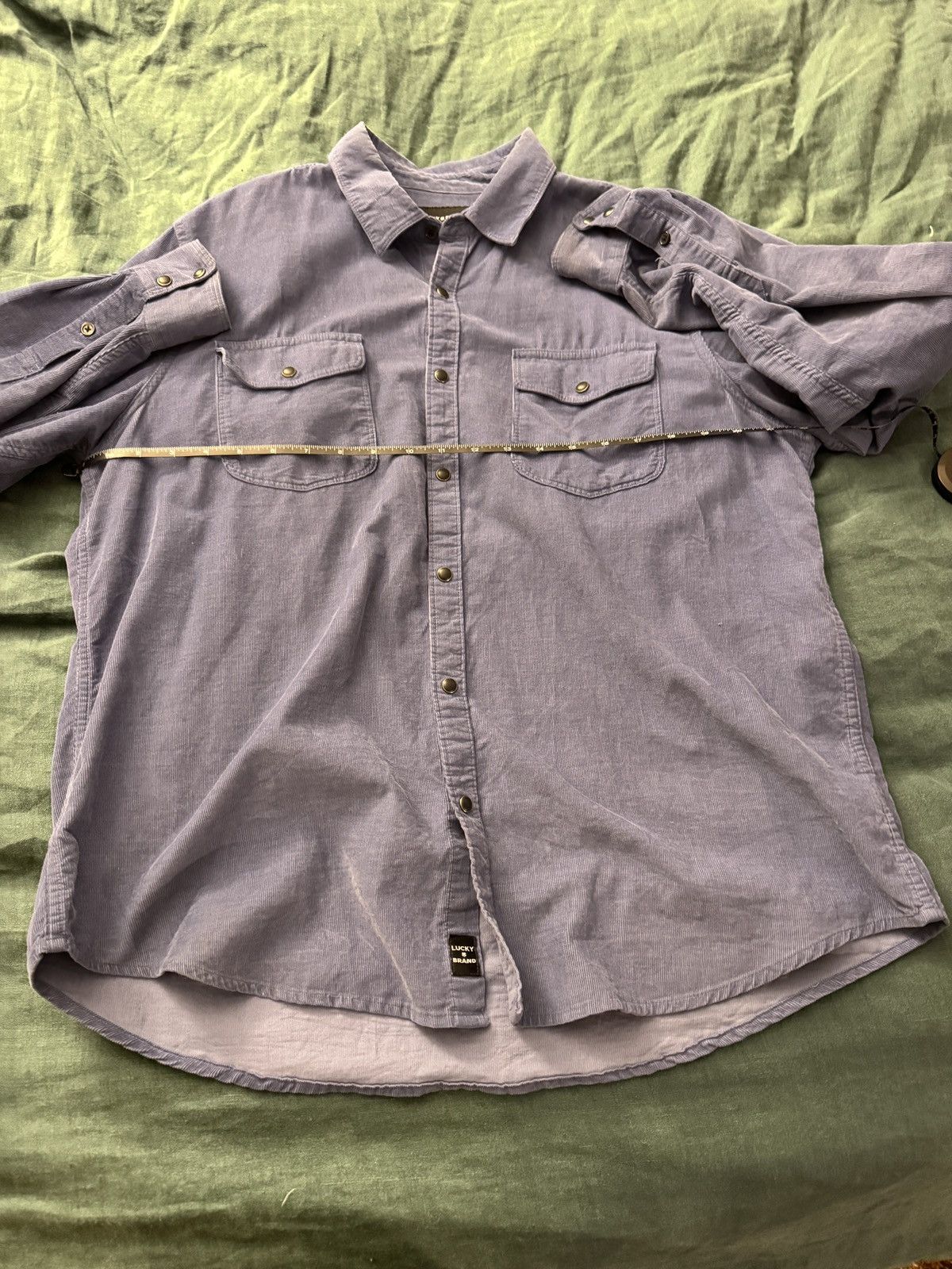 Lucky Brand Lucky Slate Blue Corduroy Button-down | L | Double Pocket Size US L / EU 52-54 / 3 - 6 Thumbnail