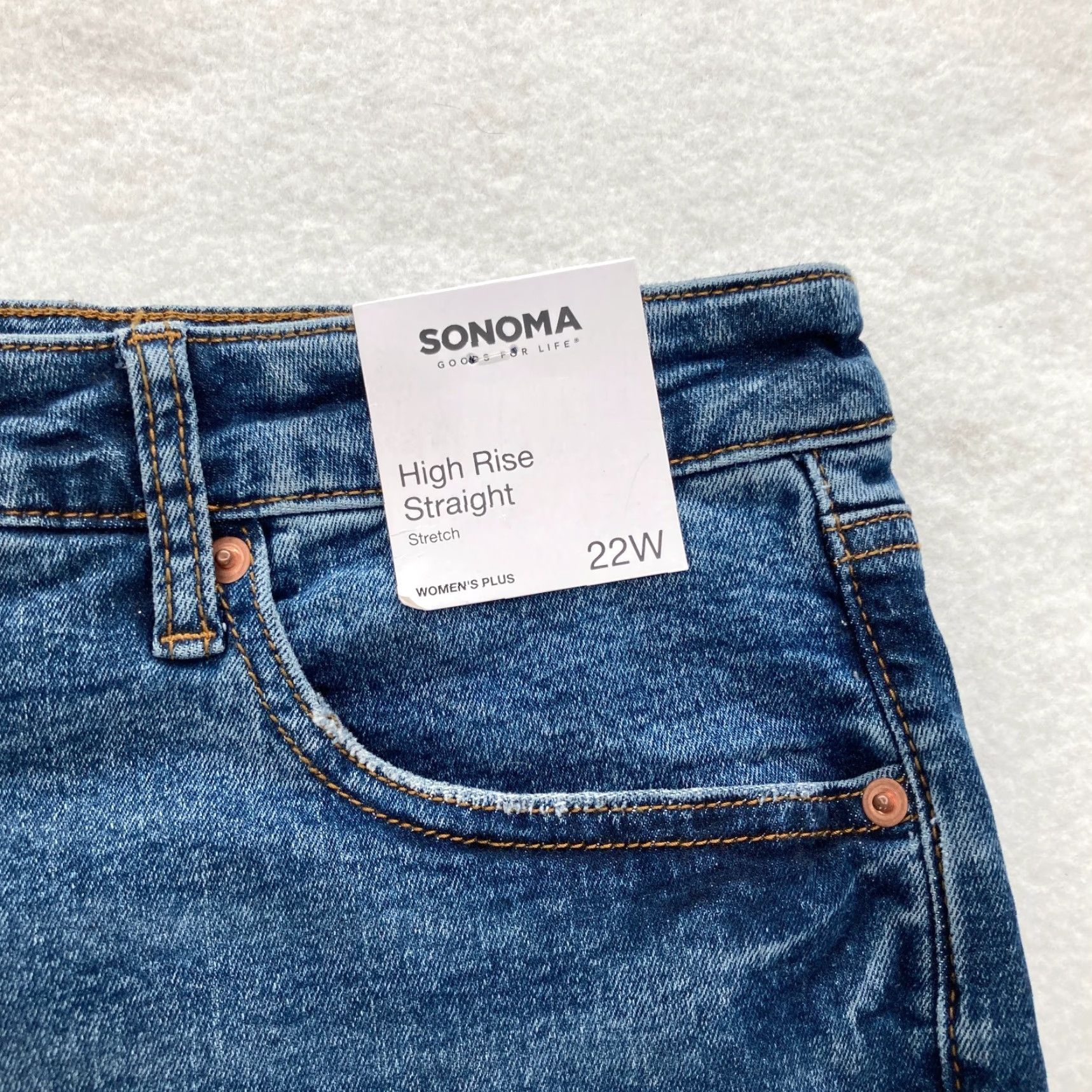 Vintage Sonoma Jeans Women's Plus 22W High Rise Straight Leg Blue Stretch Denim Comfort Shirt Mens Womens? Size 40" / US 18 - 4 Thumbnail