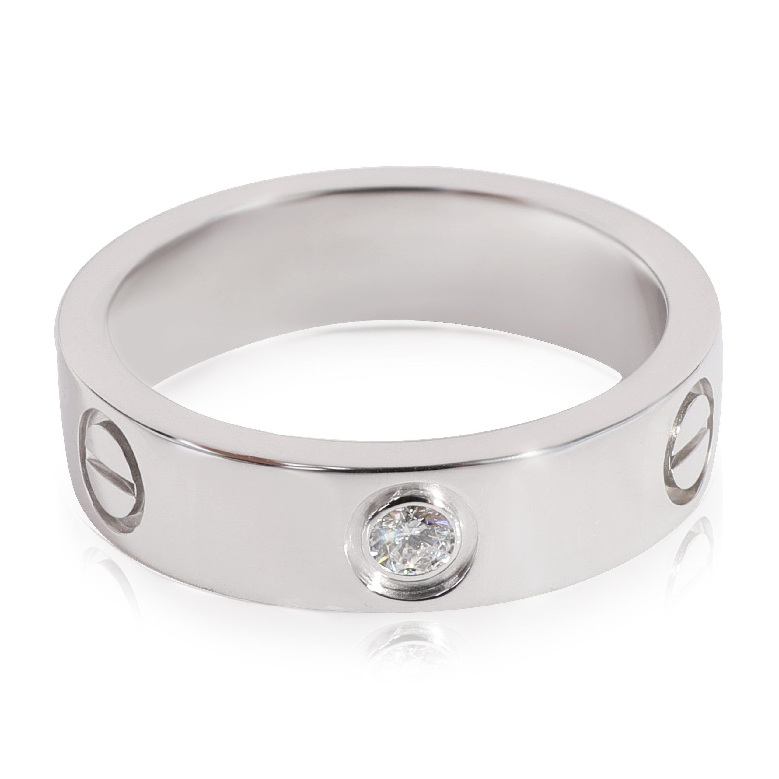 image of Cartier Love Diamond Ring In Platinum 0.09 Ctw in Silver, Women's