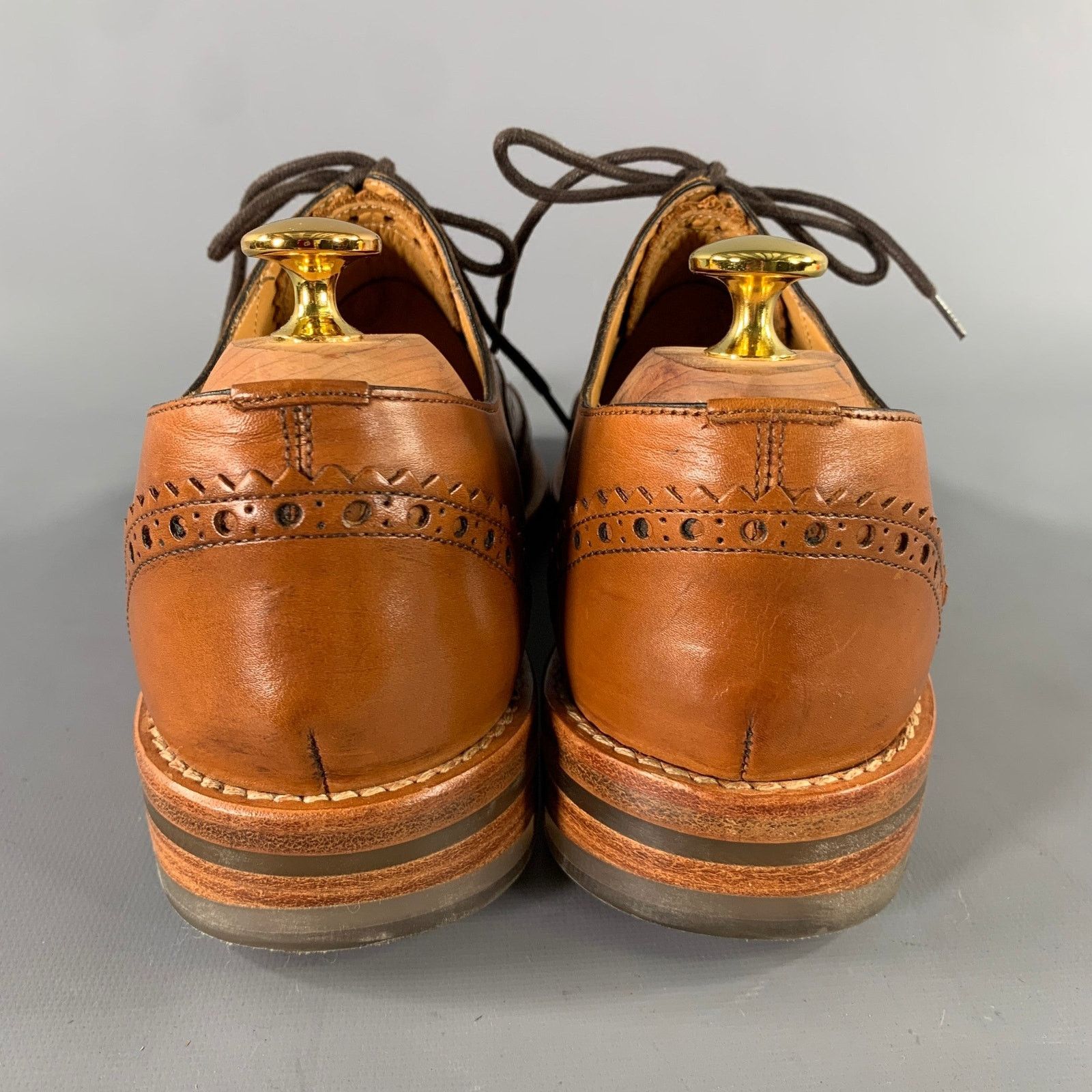 Marc Jacobs MARC JACOBS Sz 8 Brown Window Pane Leather Wingtip Lace Up Size US 8 / EU 41 - 3 Thumbnail