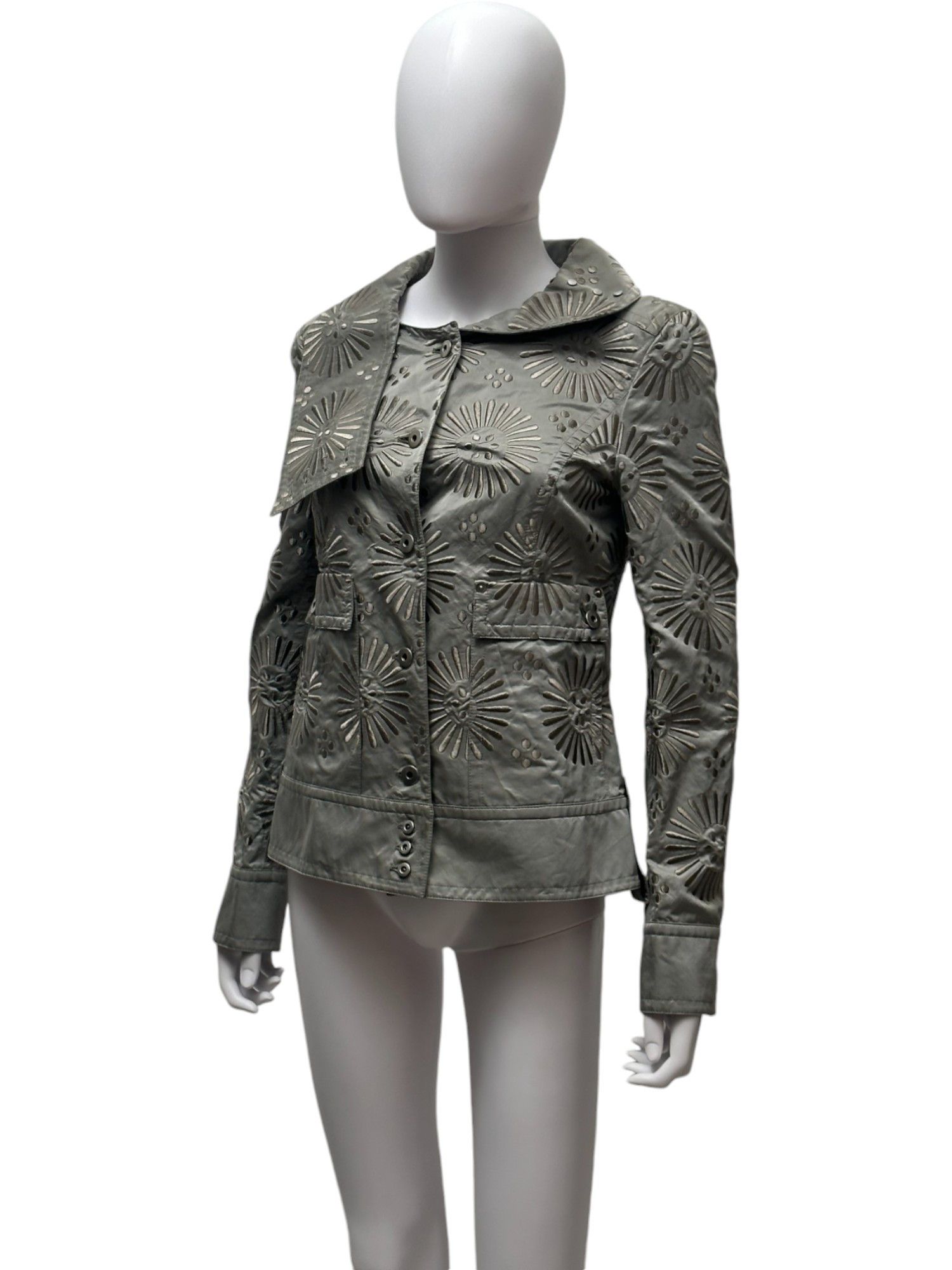 Gianfranco Ferre SS2004 Sun Pattern Silver Jacket Size M / US 6-8 / IT 42-44 - 4 Thumbnail