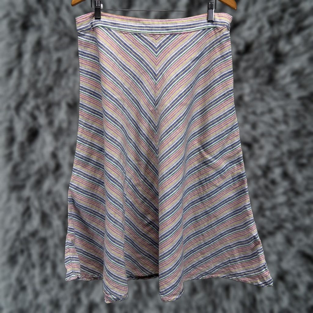 Talbots Talbots Striped Linen Blend Midi Skirt 16 Aline VGUC Size 38" / US 16 / IT 52 - 1 Thumbnail
