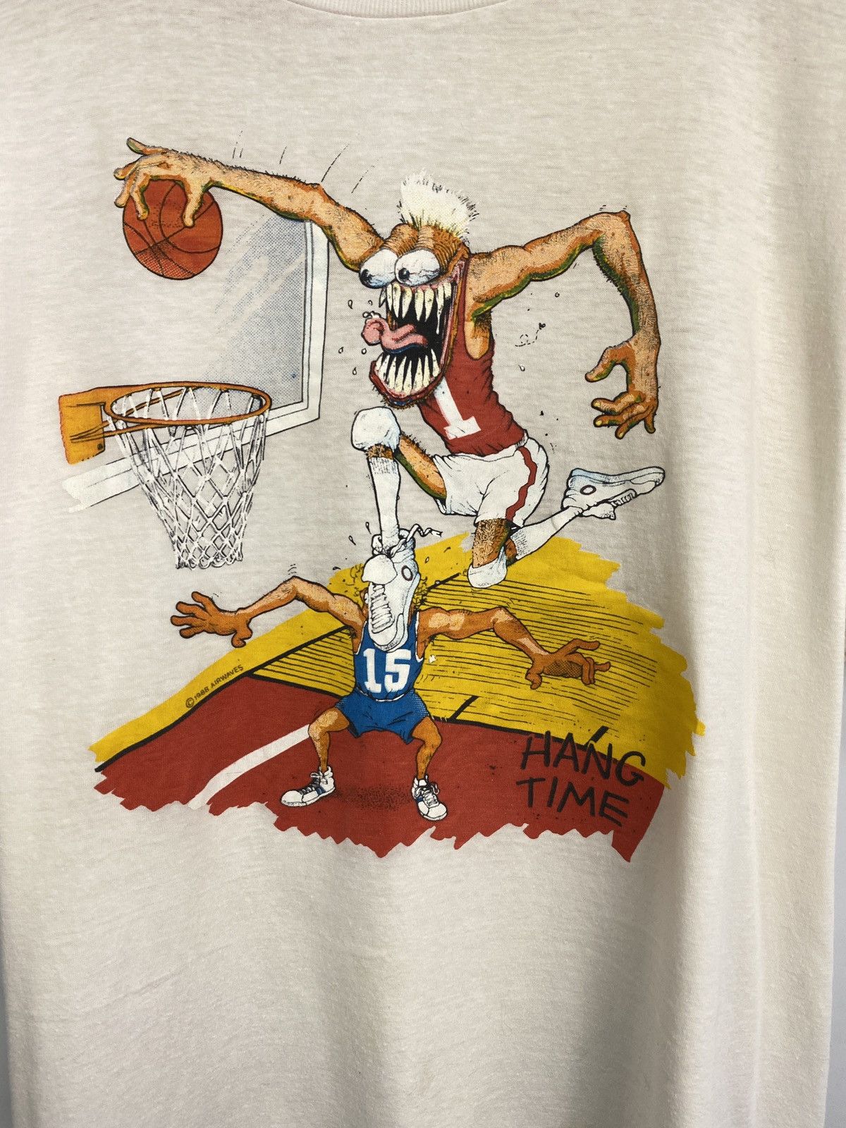 NBA 🇺🇸🏀 Vintage 1988 Art Airwaves Hang Time Rare Retro T-Shirt Size US L / EU 52-54 / 3 - 4 Thumbnail