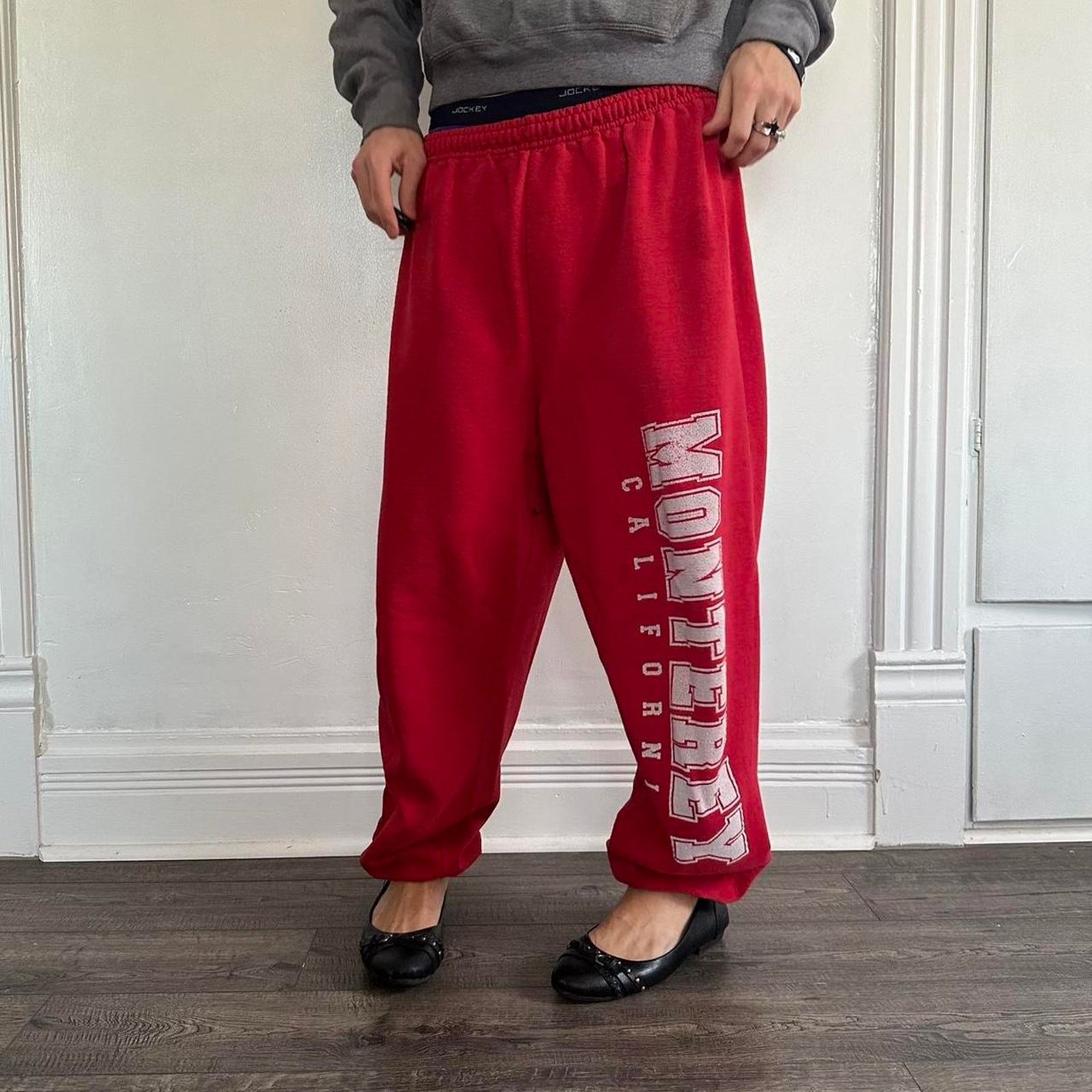 Vintage Vintage 80s Cotton Red Monterey California Sporty Sweatpants Size US 34 / EU 50 - 6 Thumbnail