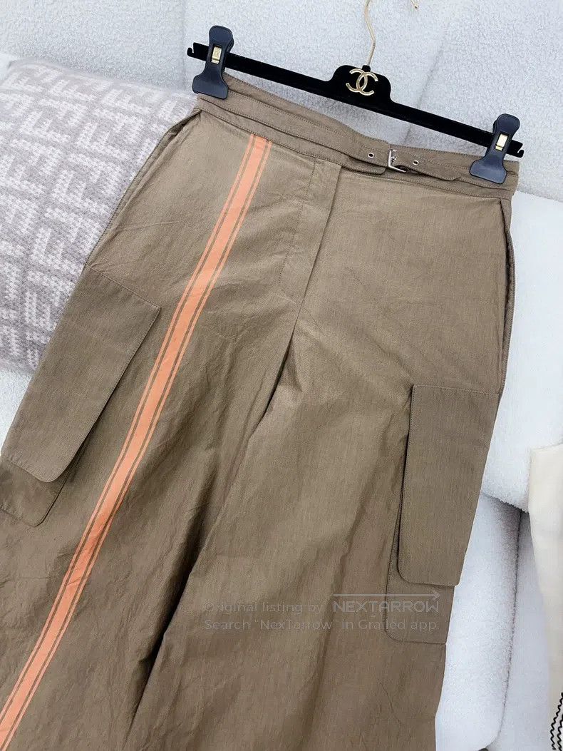 Hermes Hermes Khaki and Orange Work Pants Skirt Size 42" / US 20 - 3 Thumbnail