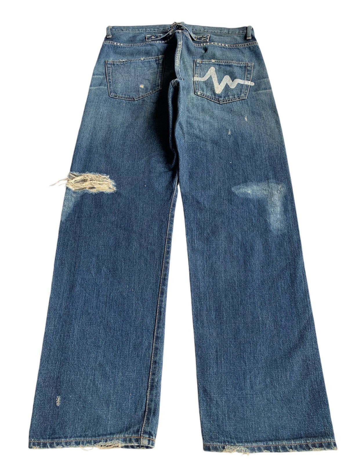 Japanese Brand × Kapital × Vintage Whiz Limited Japanese Ripped Selvedge Distressed Denim Size US 35 - 2 Thumbnail