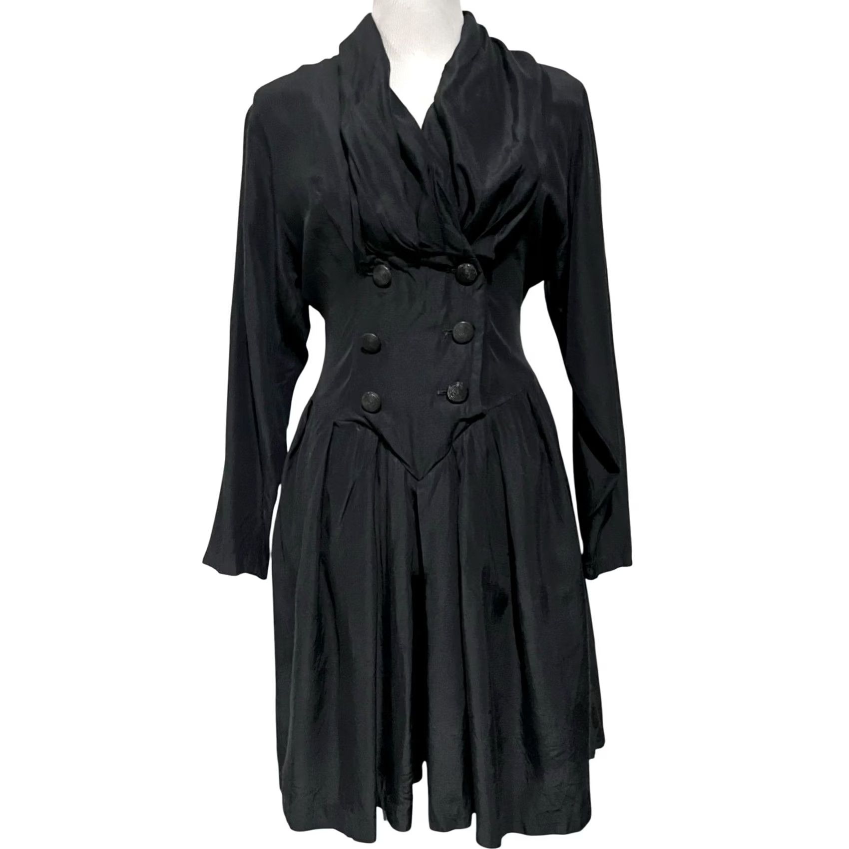 Vintage VINTAGE Breakin Loose Romper Playsuit Black Buttons Long Sleeve Collar 90s Sz L Size L / US 10 / IT 46 - 2 Thumbnail
