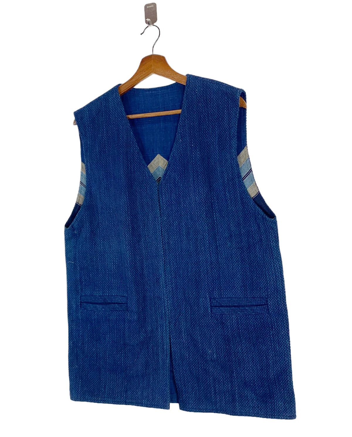 Indigo × Japanese Brand 🔥🔥VINTAGE BORO SASSIKO INDIGO BLUE JAPAN VEST JACKET Size US M / EU 48-50 / 2 - 2 Thumbnail