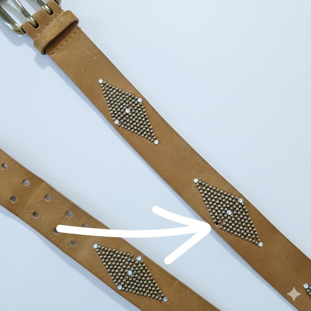 Calvin Klein Calvin Klein 35-40" Belt Brown Suede Studded Double Brass Size ONE SIZE - 8 Thumbnail