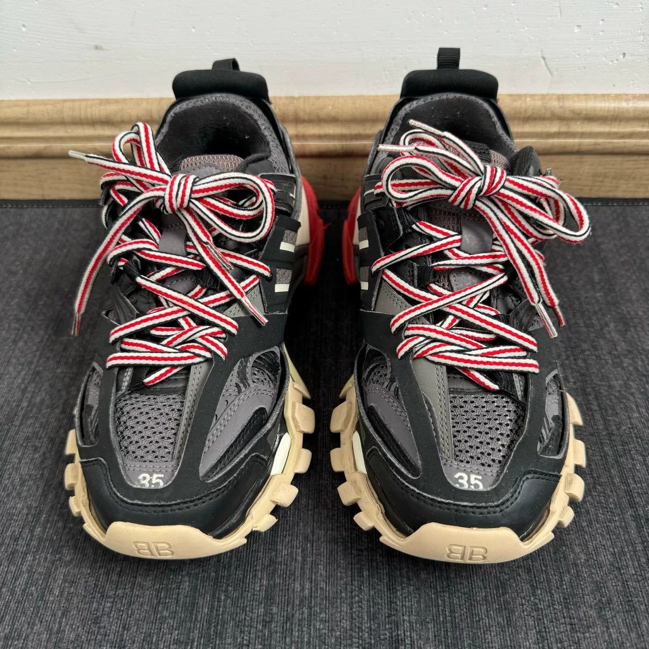 Balenciaga Track Sneakers Black Red Size 35