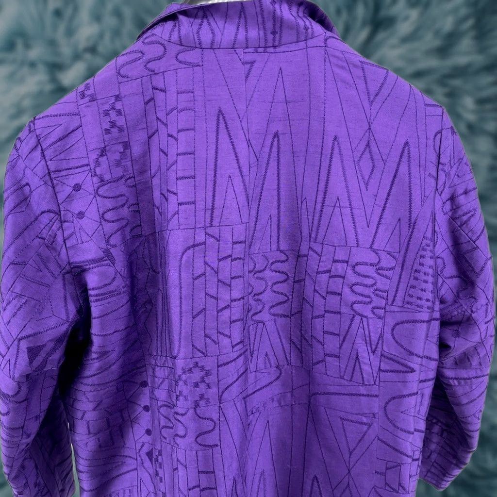 Vintage Chicos Silk Jacket Mens 2 Medium Purple Embroidered Lined Size M / US 6-8 / IT 42-44 - 1 Thumbnail