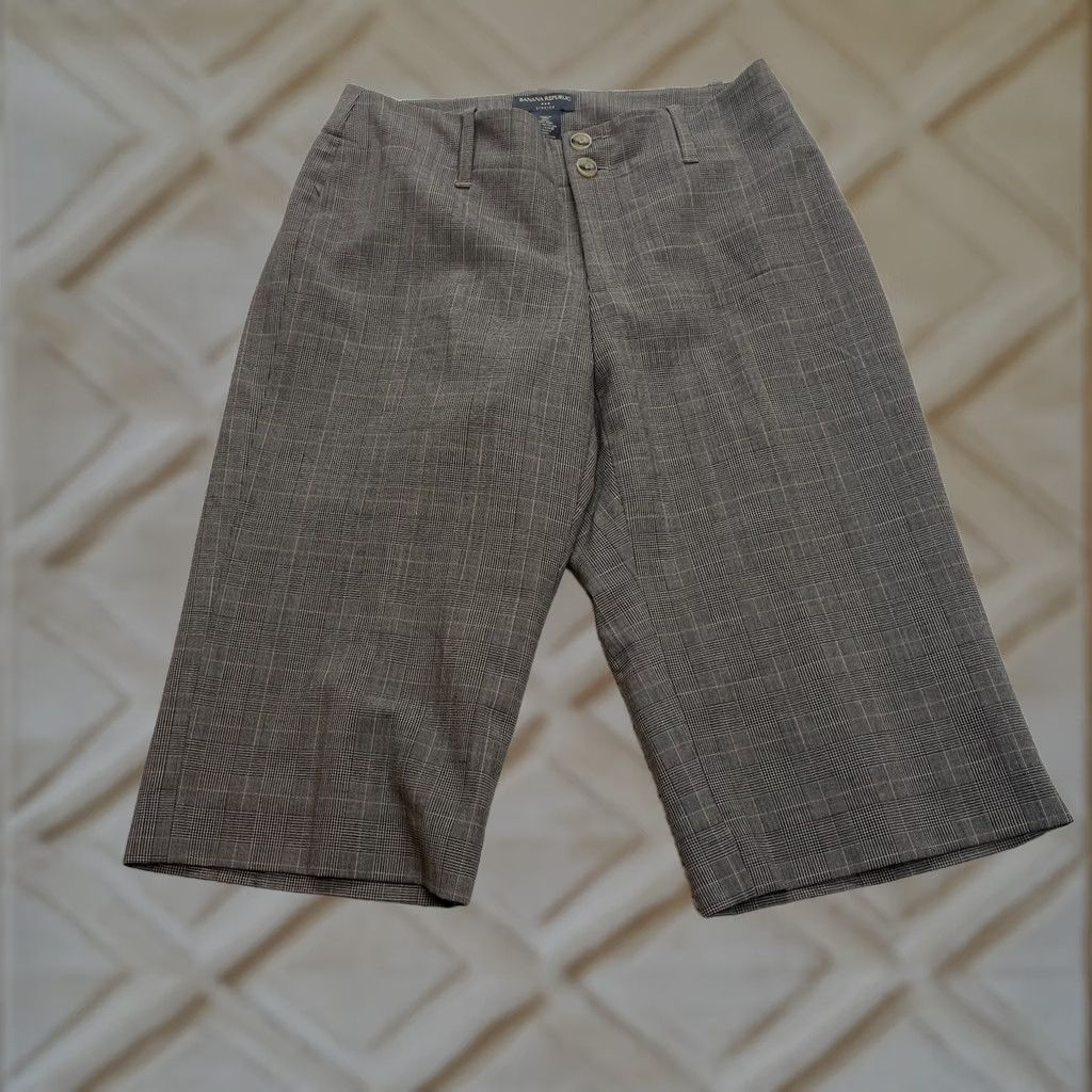 Banana Republic VINTAGE: No Banana Republic Capri Pants Womens 4 Brown Check Wool Dress Crop Slacks 31x16 Size 27" / US 4 / IT 40 - 1 Thumbnail