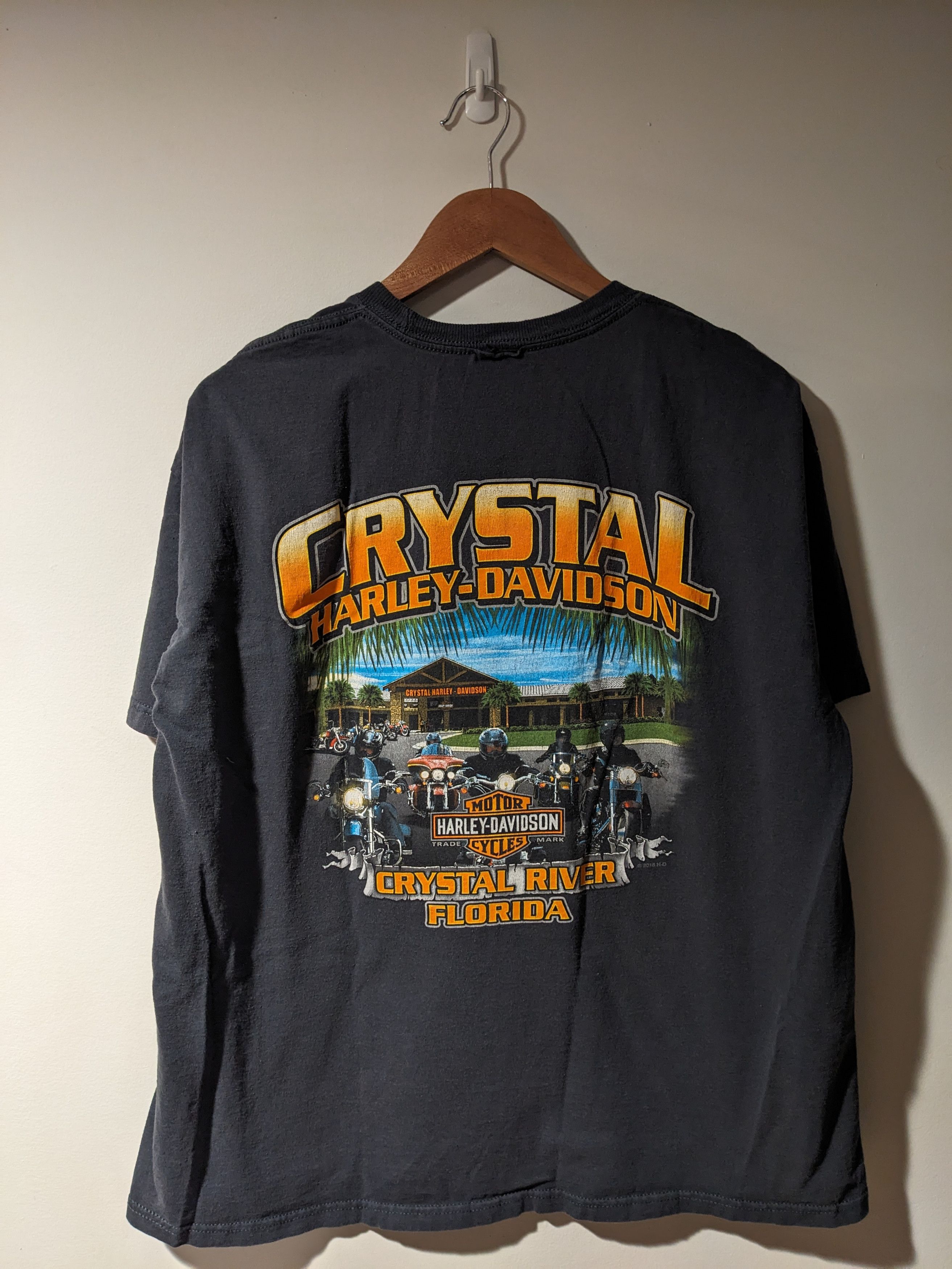 Harley Davidson × Vintage Harley Davidson Motorcycle Crystal River Florida T-Shirt Size US XL / EU 56 / 4 - 1 Thumbnail