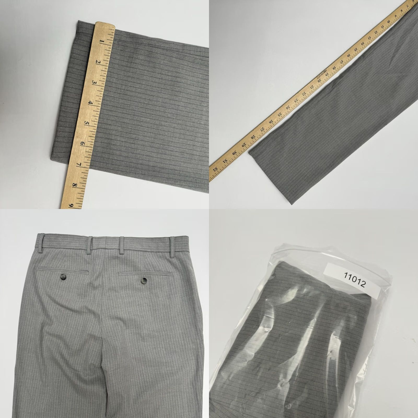 Banana Republic Banana Republic Men Slim Chino Pants 31x32 Gray Striped Straight Leg Casual Dress Pant Chinos Size US 31 - 8 Thumbnail