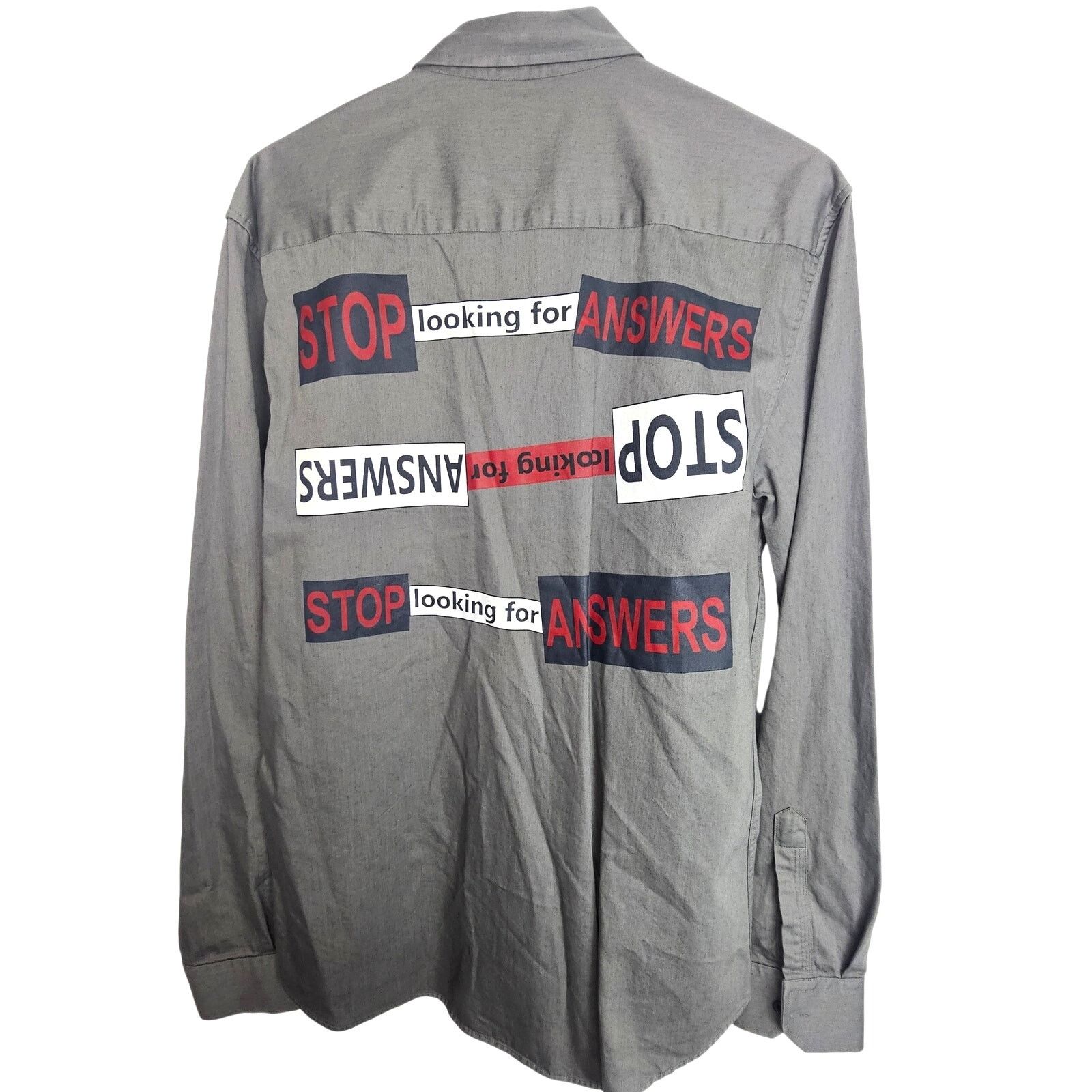 Zara Zara Grunge Graphic Print Stop Looking For Answers Shirt L Size US L / EU 52-54 / 3 - 1 Thumbnail