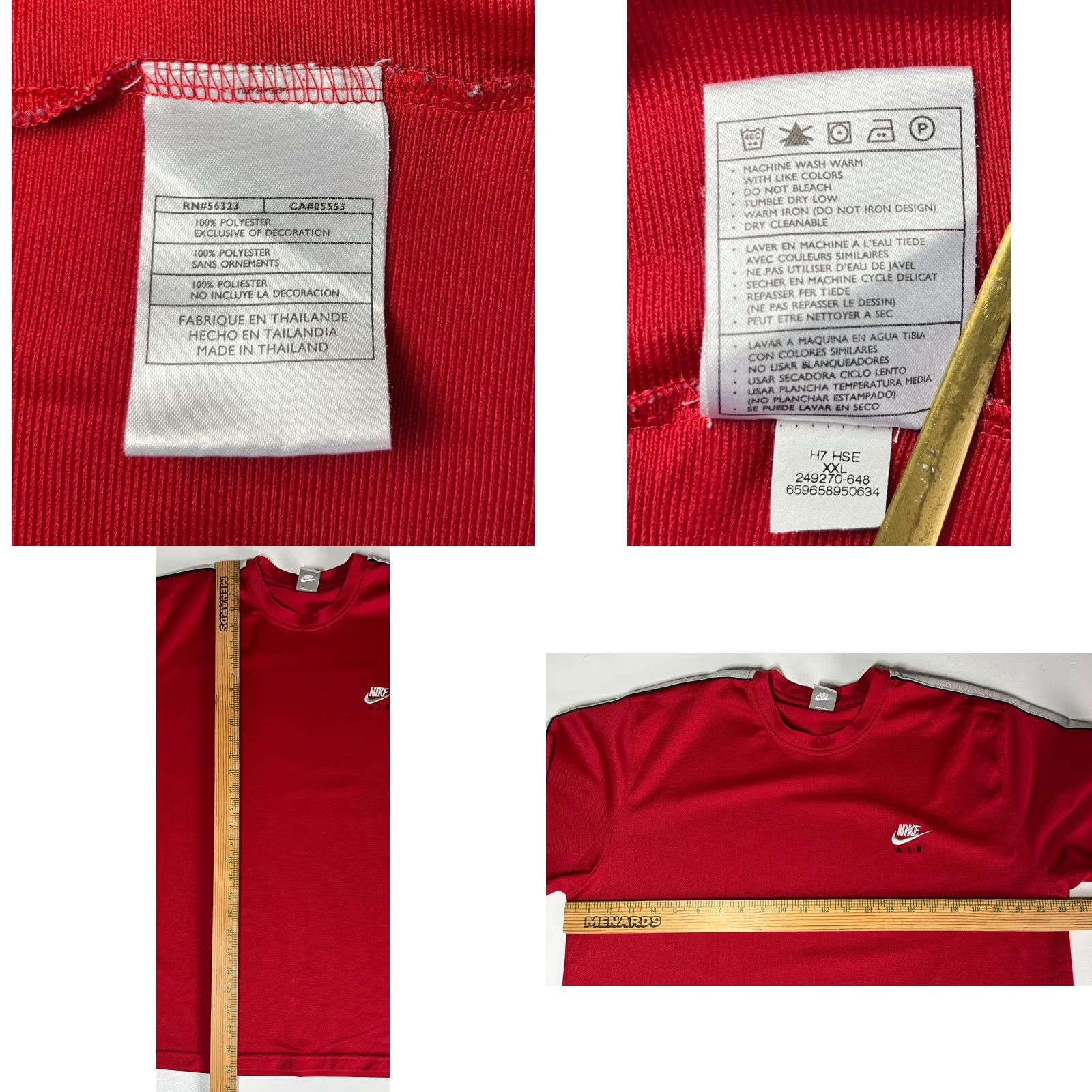 Nike VINTAGE Nike Air Long Sleeve Shirt Mens 2XL Red Solid Pullover Crew Neck Activewear 249270-648 Size US XXL / EU 58 / 5 - 8 Thumbnail