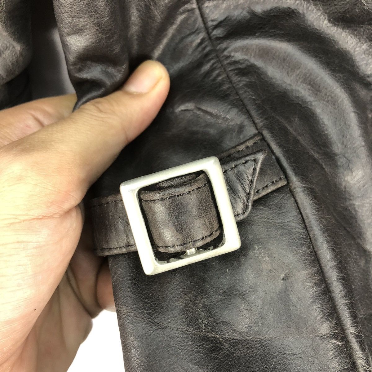 Japanese Brand 🇯🇵 Y. Fukuyama Asymmetrical Cowhide Leather Jacket Size S / US 4 / IT 40 - 9 Thumbnail