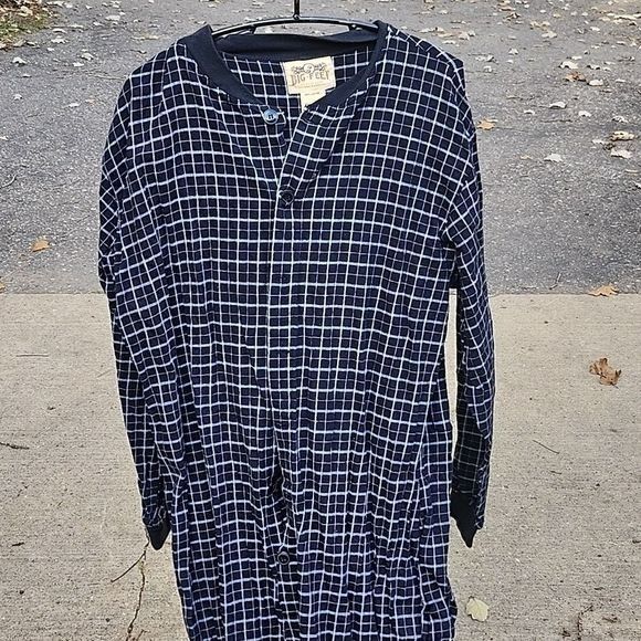 Vintage Big Feet Pajama Black Plaid Cotton Flannel Onesie Drop Seat Size US 37 - 2 Thumbnail