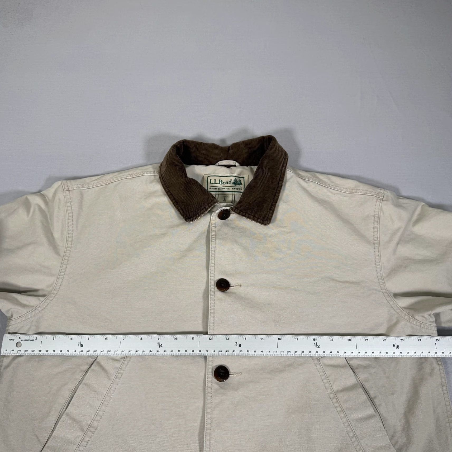 Vintage L.L. Bean Jacket Mens Large Tan Barn Coat Canvas Corduroy Collar Lined Field Size US L / EU 52-54 / 3 - 6 Thumbnail