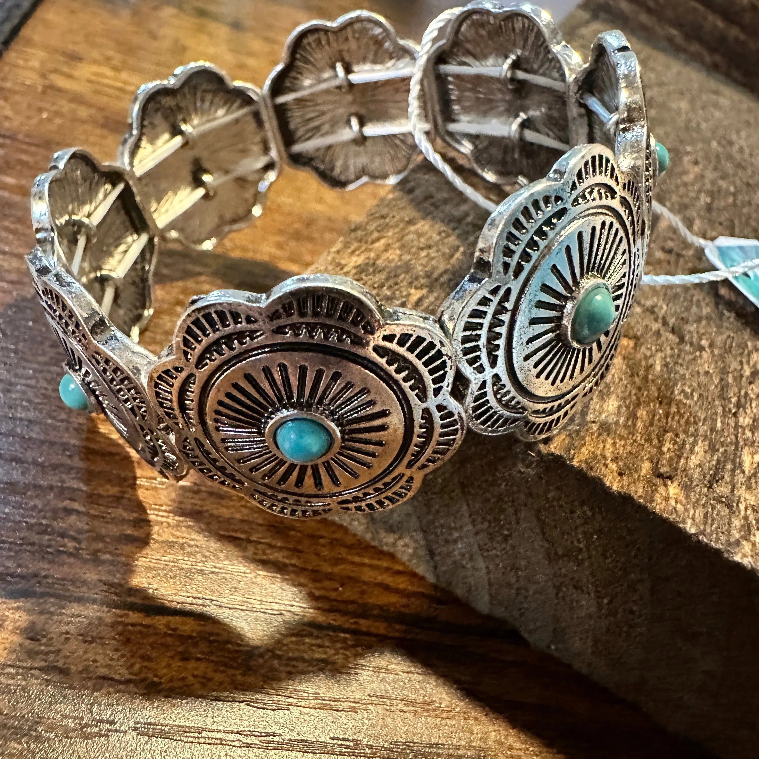 Other Handcrafted Boho Cowgirl Bracelet, Western Turquoise Floral Size ONE SIZE - 3 Thumbnail