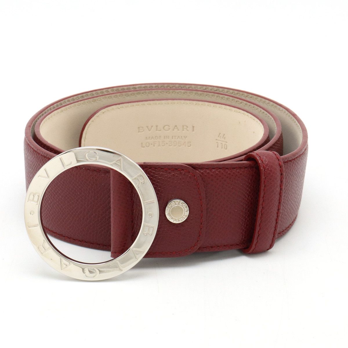 Bvlgari Bvlgari Grain Leather Belt with Round Logo Buckle Leather Belt 20230 in Great Condition