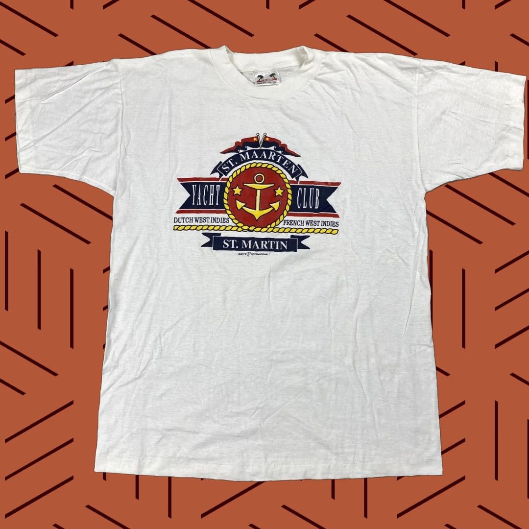 Vintage VINTAGE 90s St. Maarten Yacht Club T-Shirt White Nautical Boat Logo XL Men’s Tee Size US XL / EU 56 / 4 - 1 Thumbnail