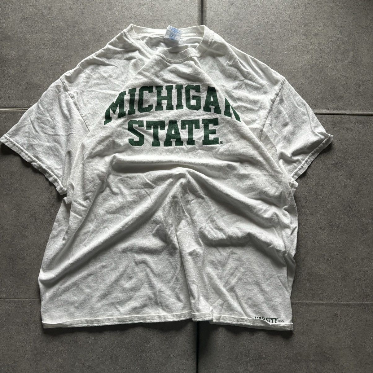 Gildan Y2k white msu michigan state spellout tshirt Size US XL / EU 56 / 4 - 1 Thumbnail