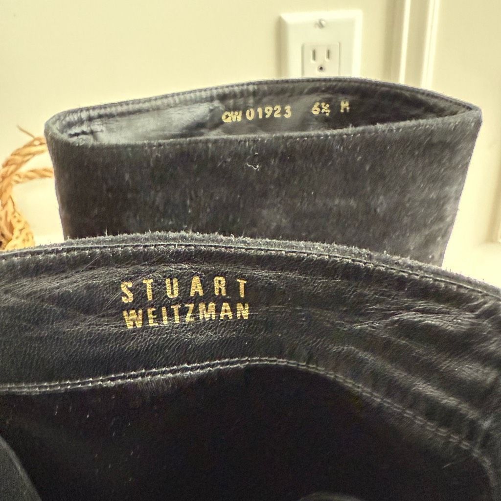 Stuart Weitzman Stuart Weitzman Boot Tass Hidden Wedge Black Suede Gold Zipp Size US 6.5 / IT 36.5 - 6 Thumbnail