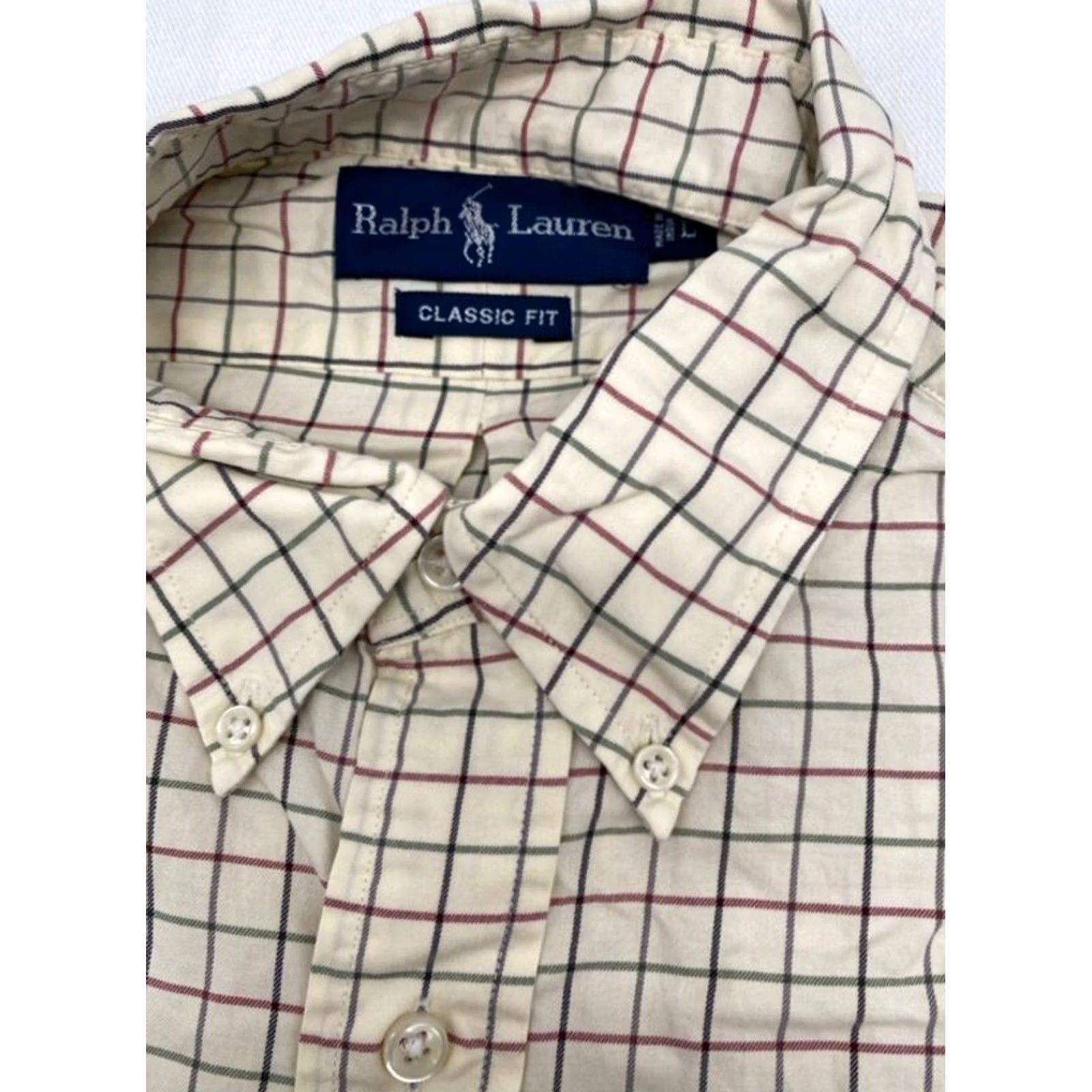 Ralph Lauren Ralph Lauren Mens Long Sleeve Button-Down Shirt Beige 100% Cotton Dress Shirt L Size US L / EU 52-54 / 3 - 5 Thumbnail